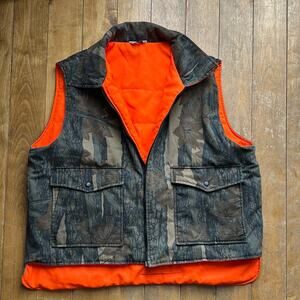 mens reversible camo/hunter orange vest xl